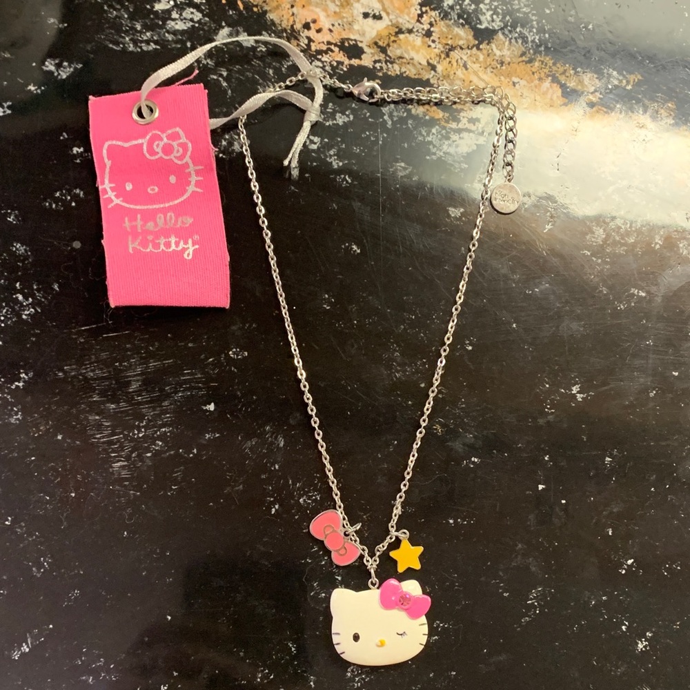 Hello Kitty Silver Necklace with Pink and Gold Charms